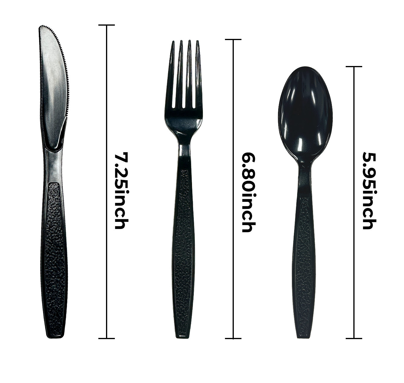 [250ct] PS Plastic Heavy Weight Cutlery Kits with Salt and Pepper | Black