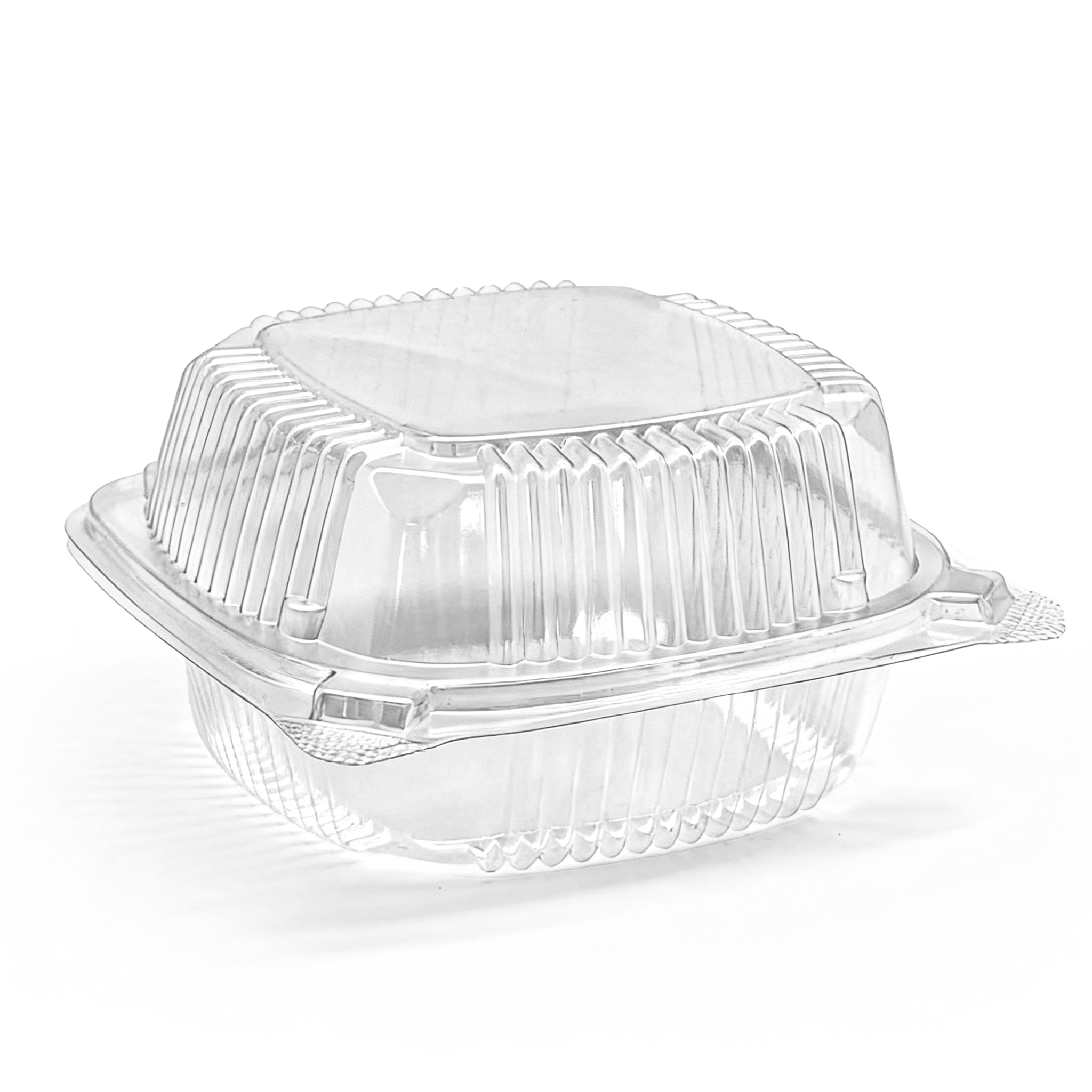 [240ct] 6''x 6'' PS Plastic Hinged Food Containers | Clear