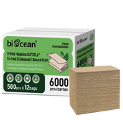 [6,000ct] 8" x 13"  1-Ply  Dispenser Napkins | 1/4 Fold | Kraft