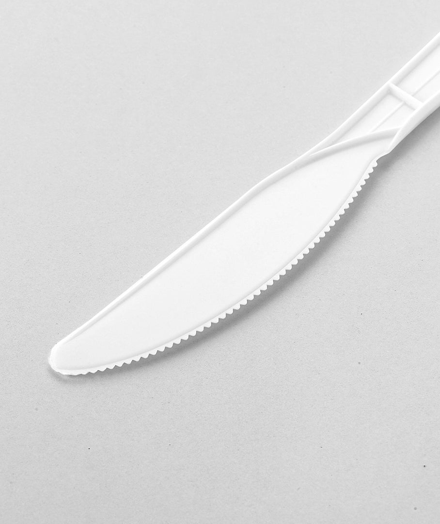 [1,000 ct] PP Plastic Medium Weight Knives | White
