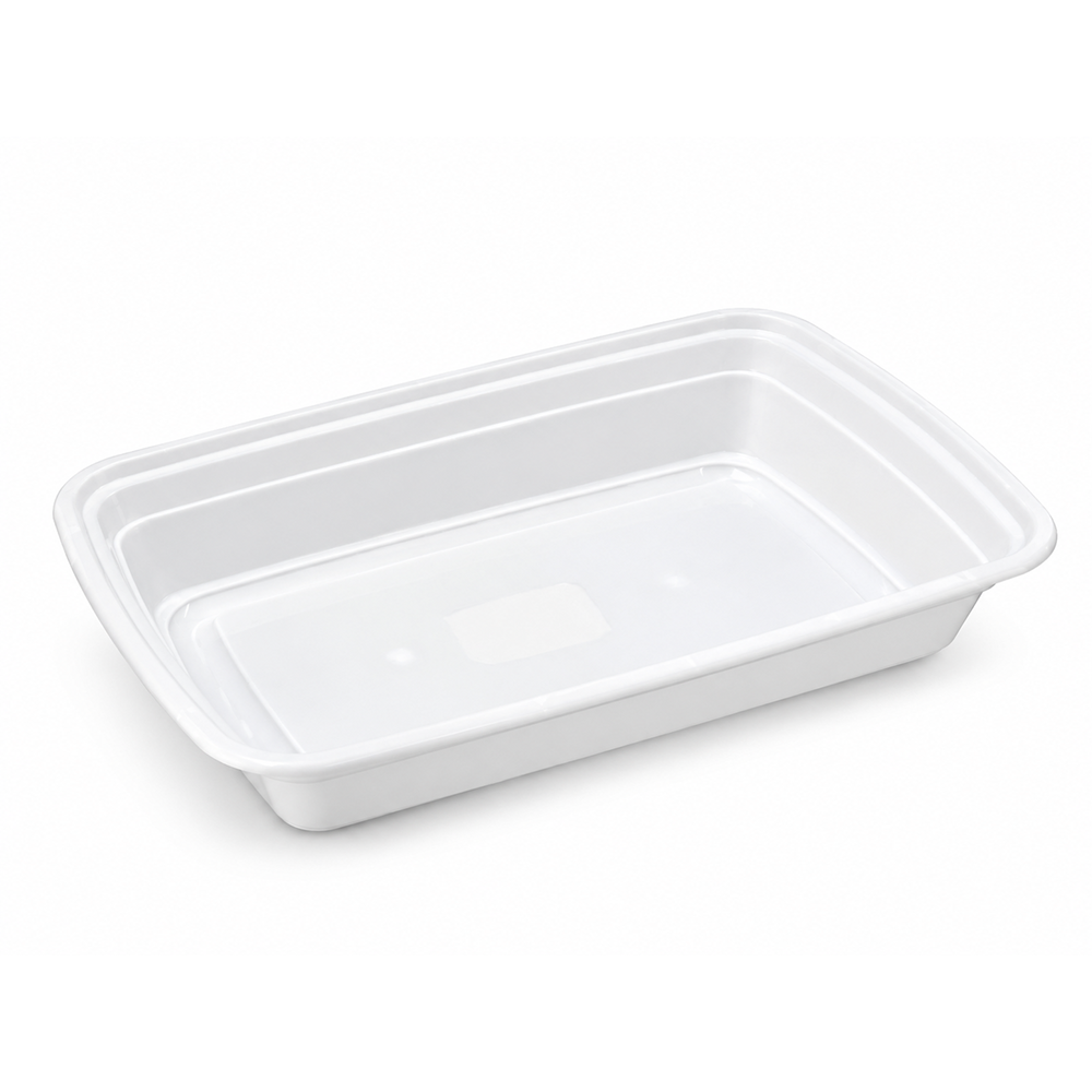 [150ct] 24oz PP Plastic Microwavable Rectangular Food Containers & Lids | White