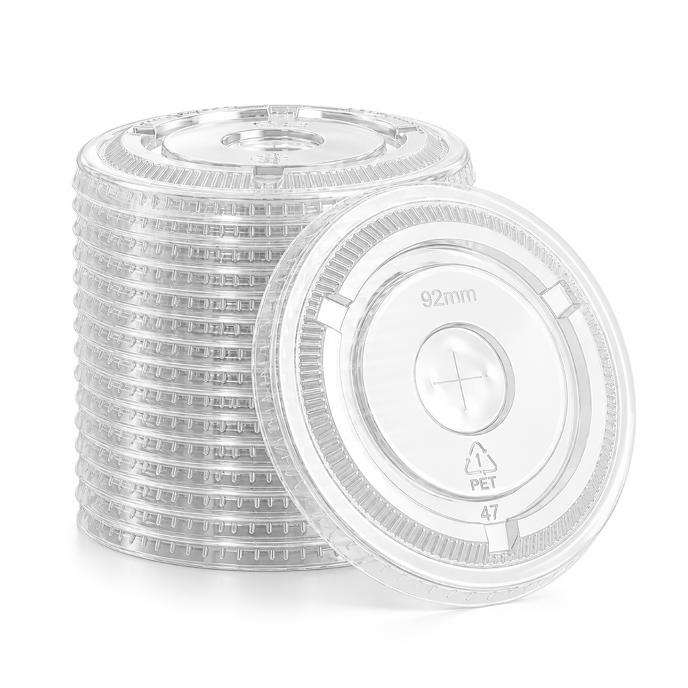 [1,000 ct] 92mm PET Flat Lids | Clear