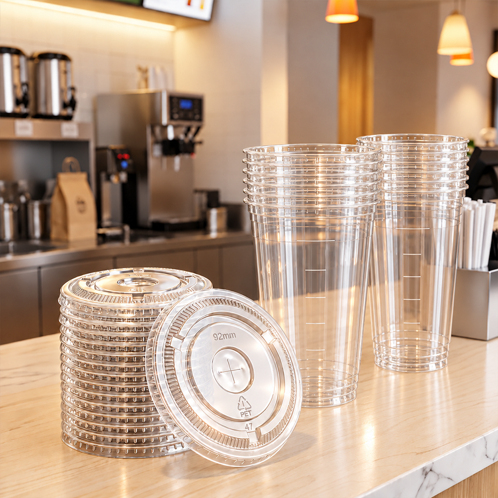 [1,000 ct] 92mm PET Flat Lids | Clear
