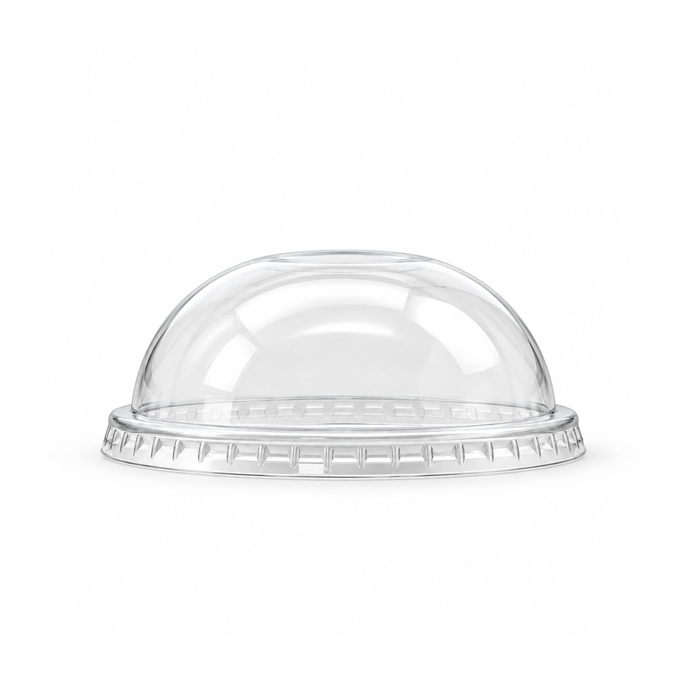[1,000 ct] 98mm PET Dome Lids with No Hole | Clear