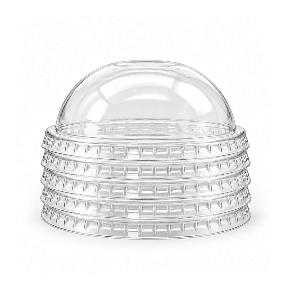 [1,000 ct] 98mm PET Dome Lids with No Hole | Clear