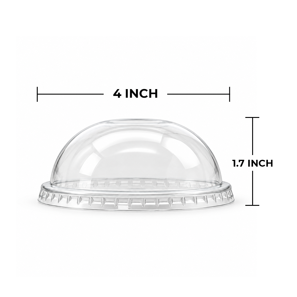 [1,000 ct] 98mm PET Dome Lids with No Hole | Clear