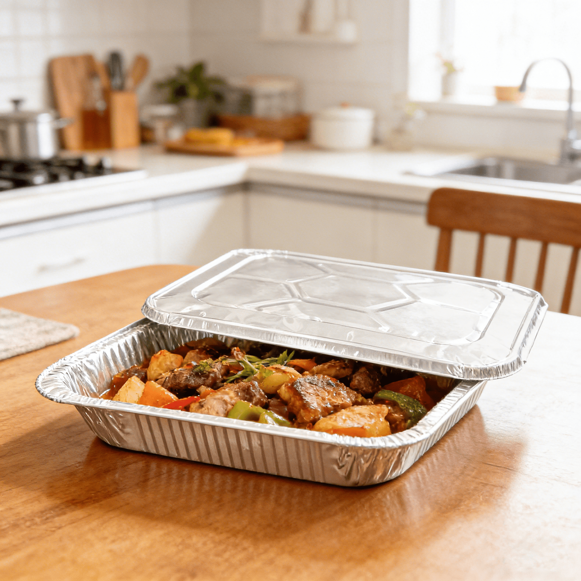 [100 ct] Foil Steam Table Pan Lid | Half Size - Biocean by Danube BlueBiocean