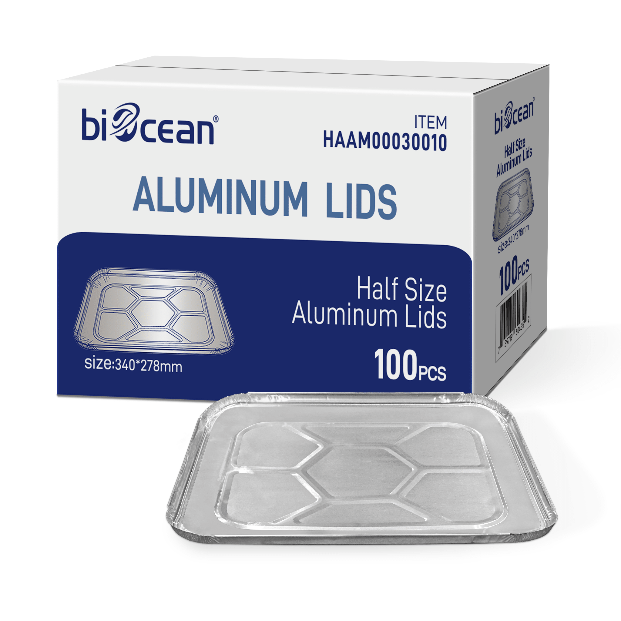 [100 ct] Foil Steam Table Pan Lid | Half Size - Biocean by Danube BlueBiocean