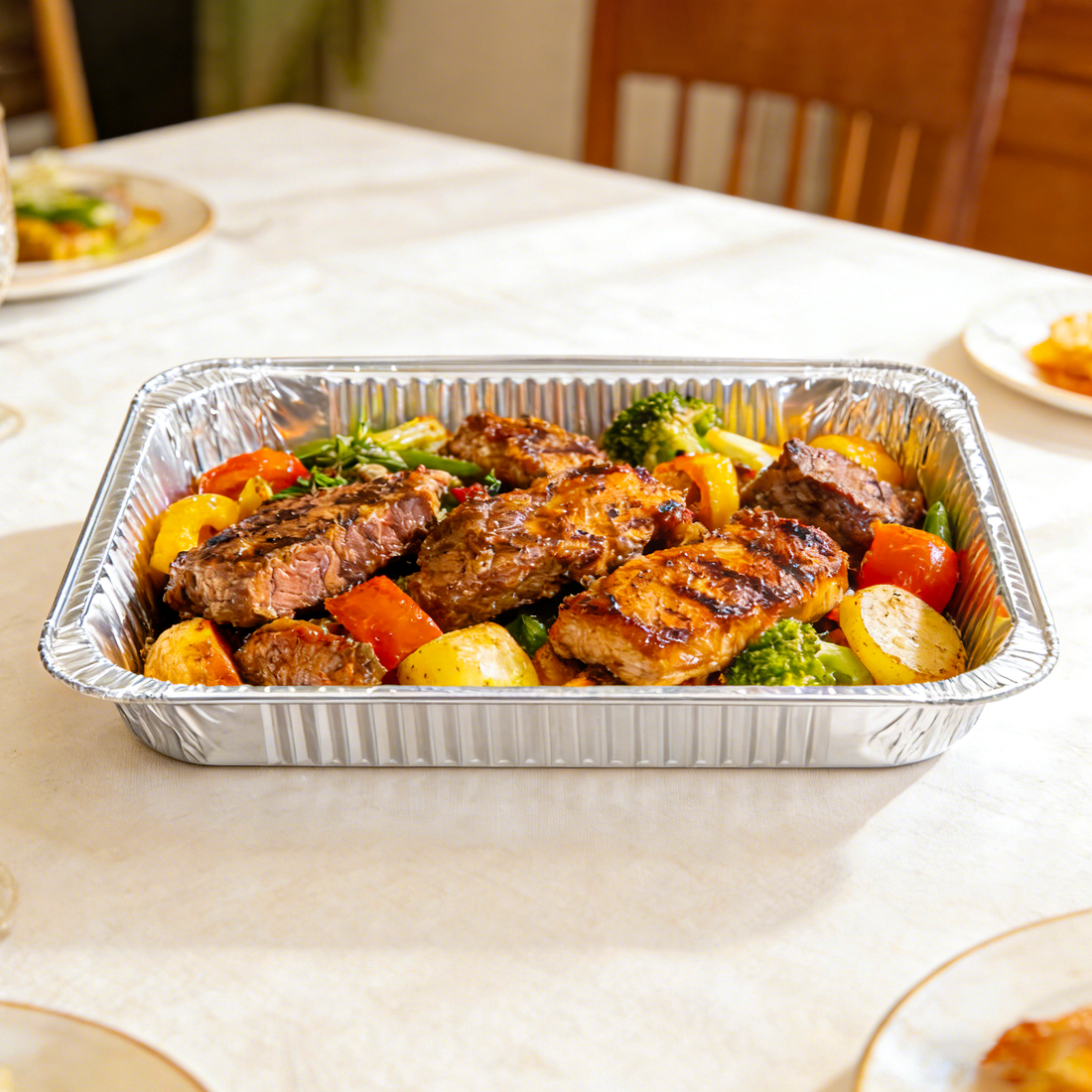 [100 ct] Half Size Foil Steam Table Pan 1.65" Depth | Shallow - Biocean by Danube BlueBiocean