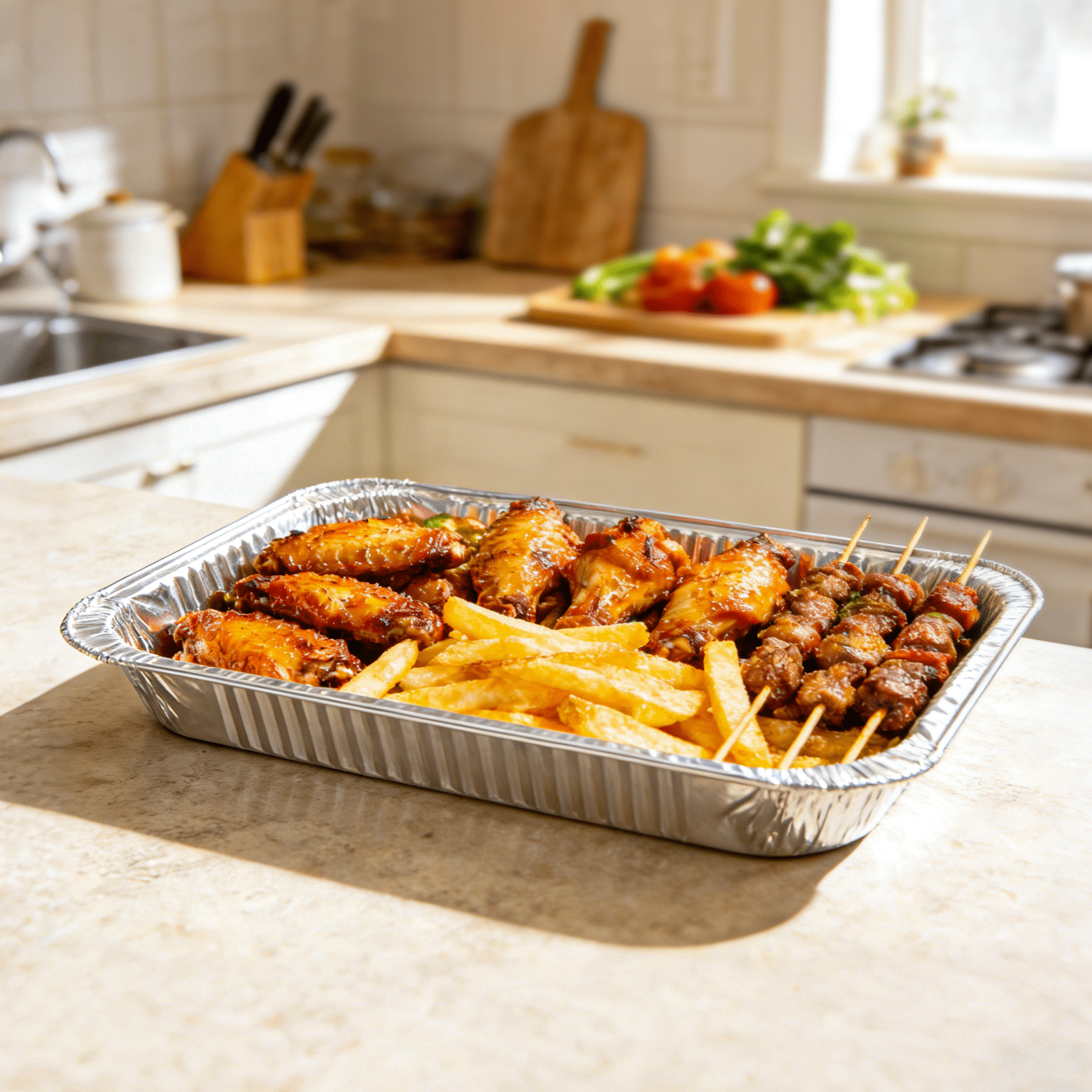 [100 ct] Half Size Foil Steam Table Pan 1.65" Depth | Shallow - Biocean by Danube BlueBiocean