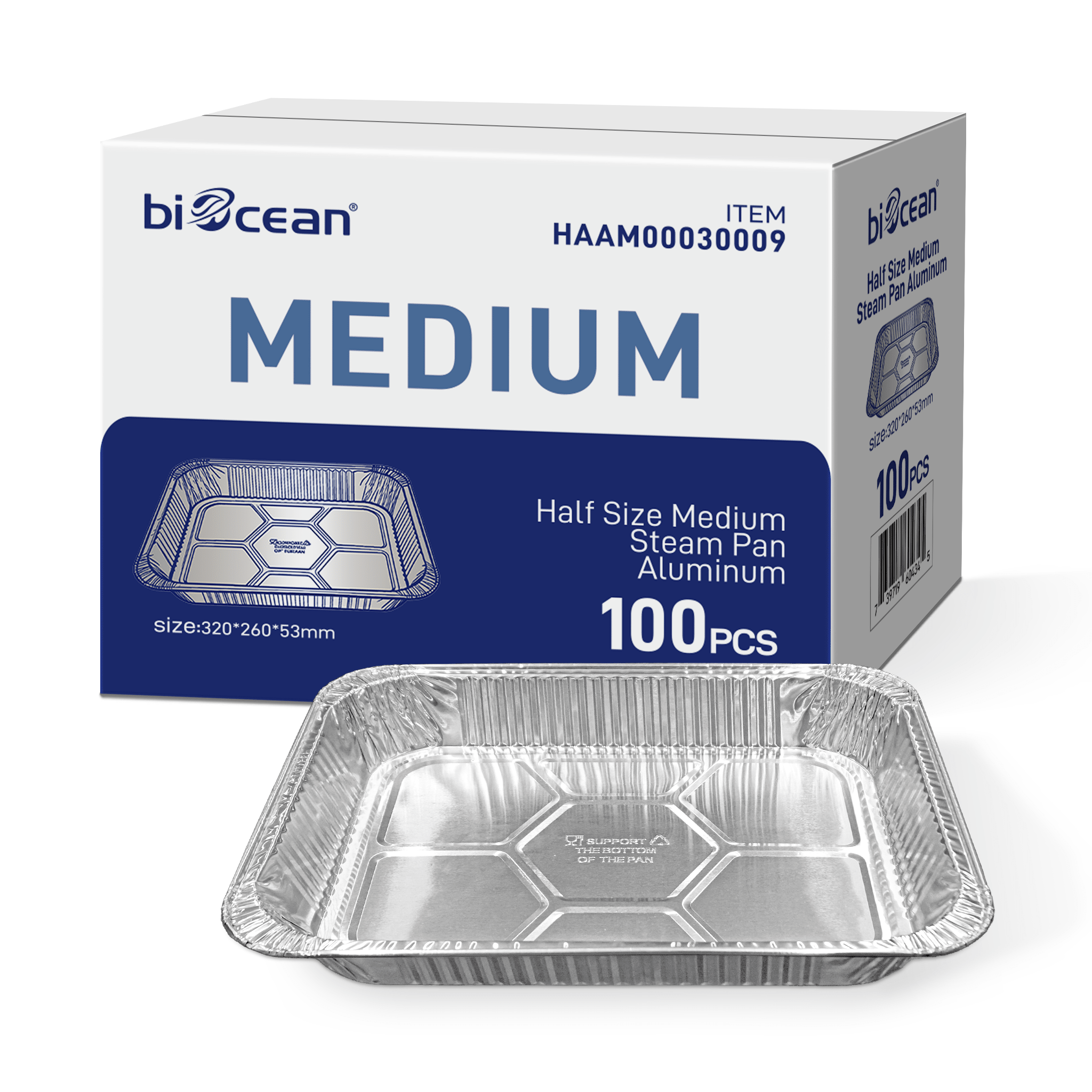 [100 ct] Half Size Foil Steam Table Pan 2" Depth | Medium - Biocean by Danube BlueBiocean