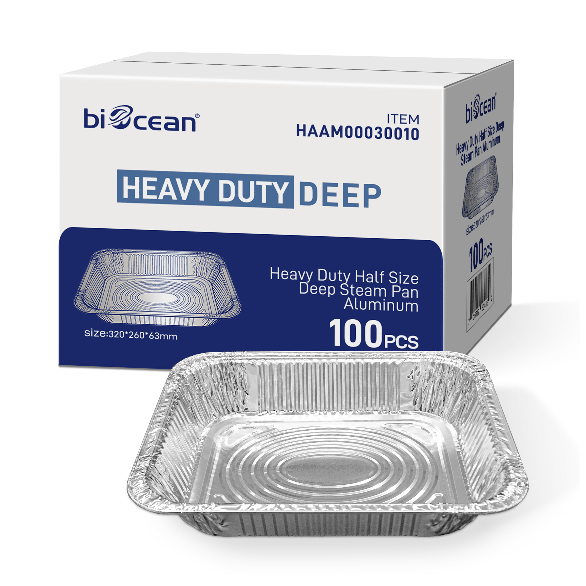 [100 ct] Half Size Foil Steam Table Pan 2.48" Depth | Deep - Biocean by Danube BlueBiocean