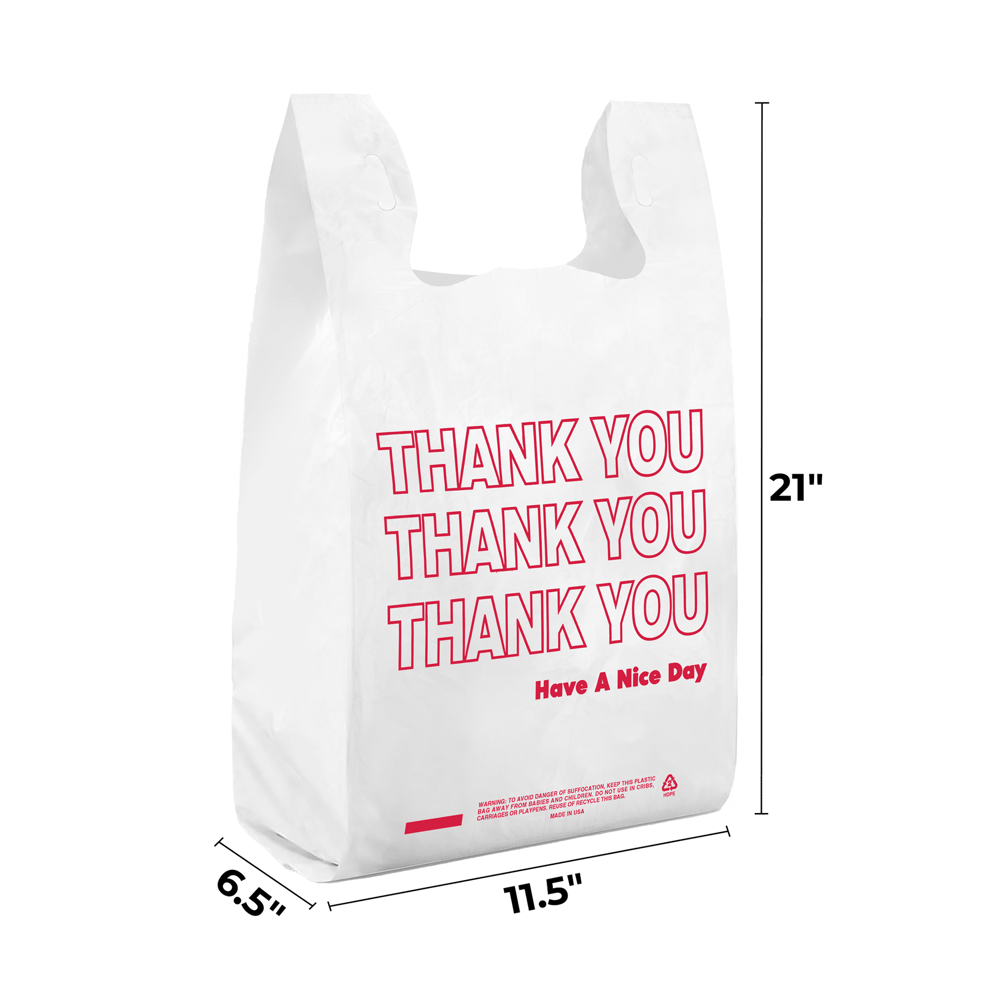 [1,000 ct] 1/6 Size White "Thank You" Standard - Duty PS T-Shirt Bags | 0.47 Mil - Biocean by Danube BlueBiocean
