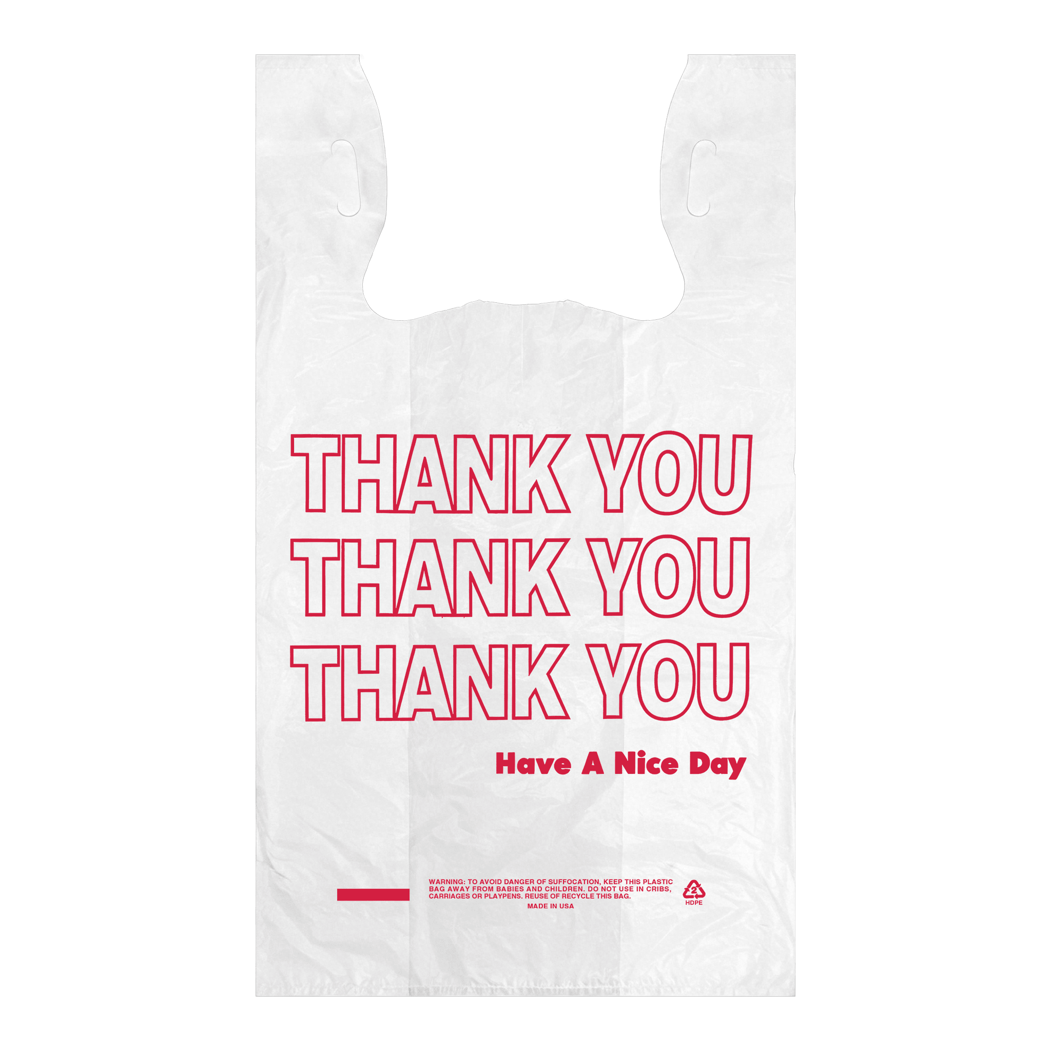 [1,000 ct] 1/6 Size White "Thank You" Standard - Duty PS T-Shirt Bags | 0.47 Mil - Biocean by Danube BlueBiocean