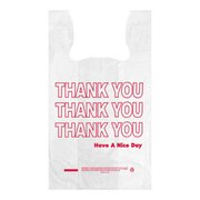 [1,000 ct] 1/6 Size White "Thank You" Standard - Duty PS T-Shirt Bags | 0.47 Mil - Biocean by Danube BlueBiocean