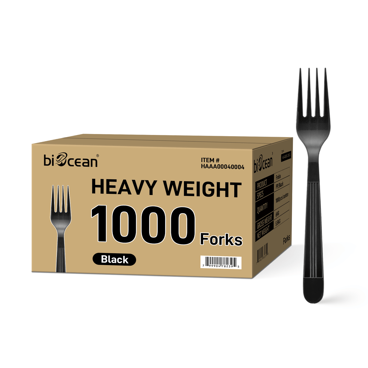 [1,000 ct] PP Plastic Heavy Weight Forks | Black - Biocean by Danube BlueBiocean