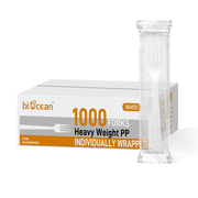 [1,000 ct] PP Plastic Heavy Weight White Wrapped Forks | White - Biocean by Danube BlueBiocean