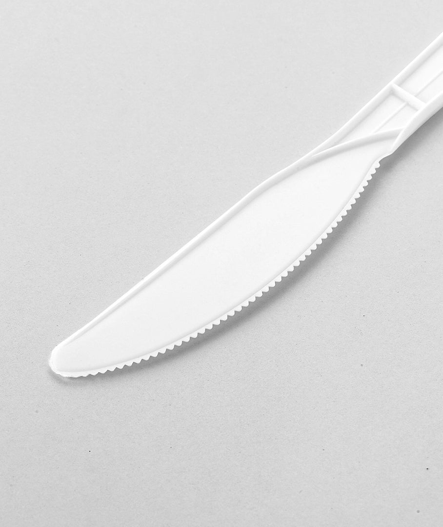 [1,000 ct] PP Plastic Medium Weight Knives | White - Biocean by Danube BlueBiocean
