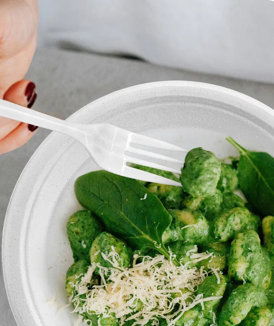 [1,000 ct] PP Plastic Medium Weight Wrapped Forks | White - Biocean by Danube BlueBiocean
