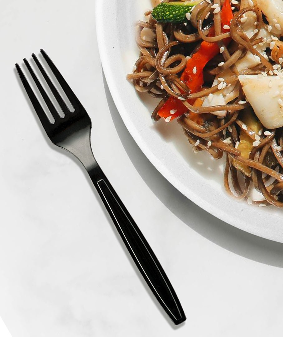 [1,000 ct] PS Plastic Heavy Weight Forks | Black - Biocean by Danube BlueBiocean