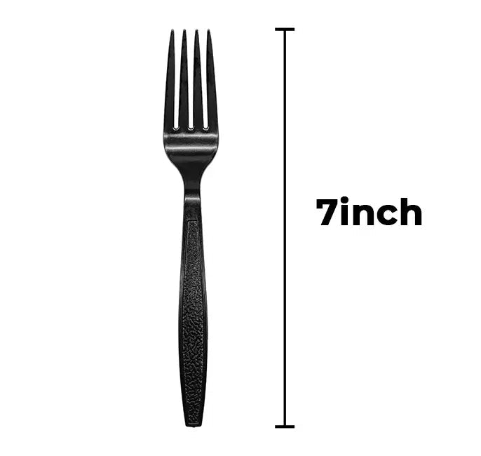 [1,000 ct] PS Plastic Heavy Weight Textured Forks | Black - Biocean by Danube BlueBiocean