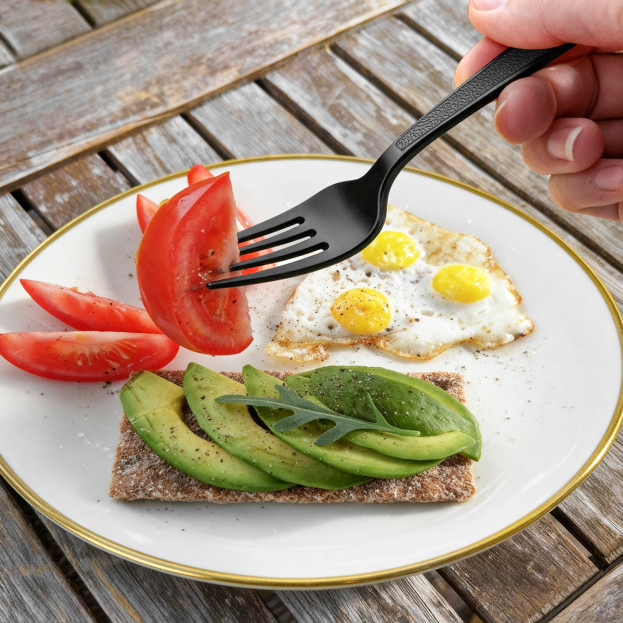 [1,000 ct] PS Plastic Heavy Weight Textured Forks | Black - Biocean by Danube BlueBiocean