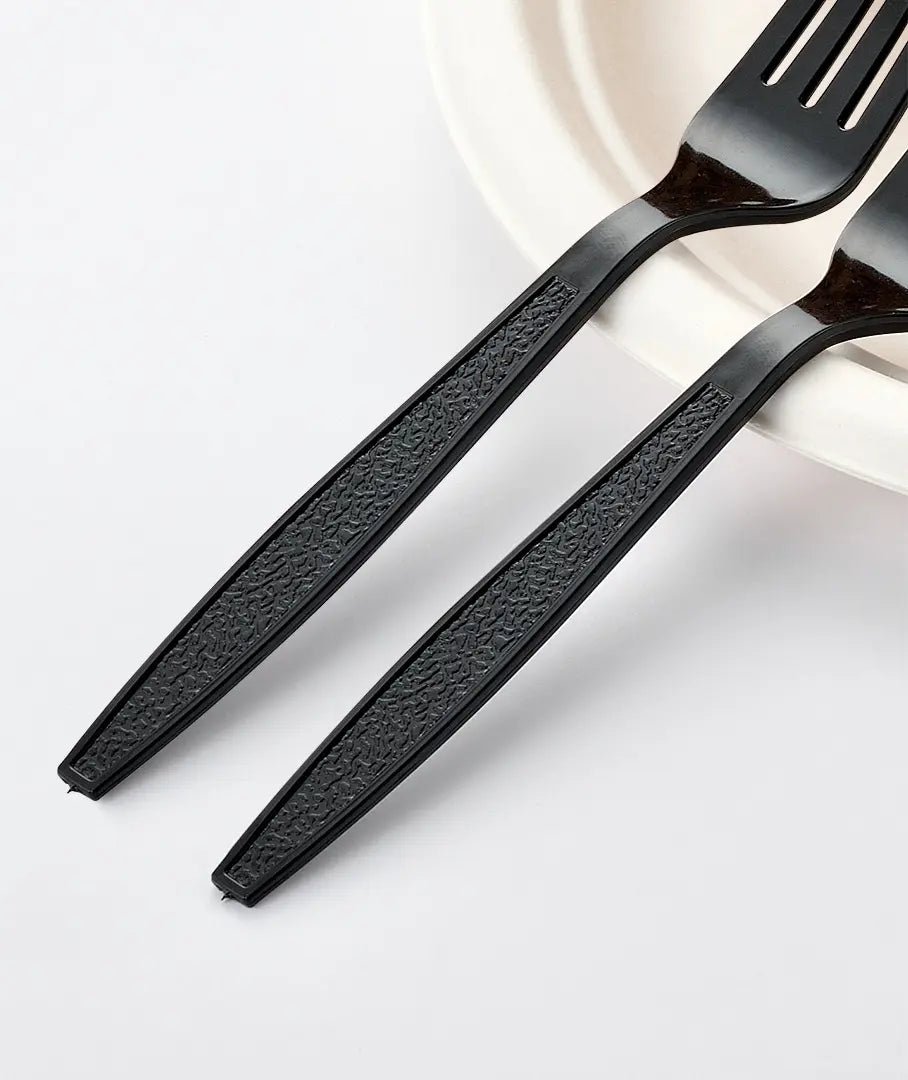 [1,000 ct] PS Plastic Heavy Weight Textured Forks | Black - Biocean by Danube BlueBiocean