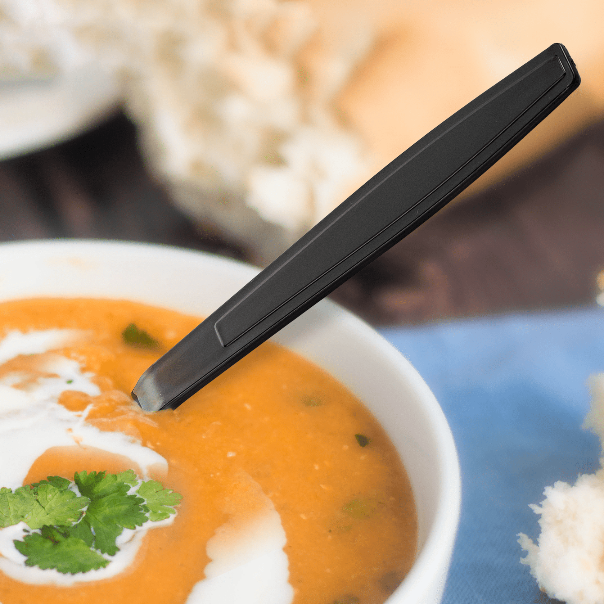 [1,000] PS Plastic Heavy Weight Soup Spoons | Black - Biocean by Danube BlueBiocean