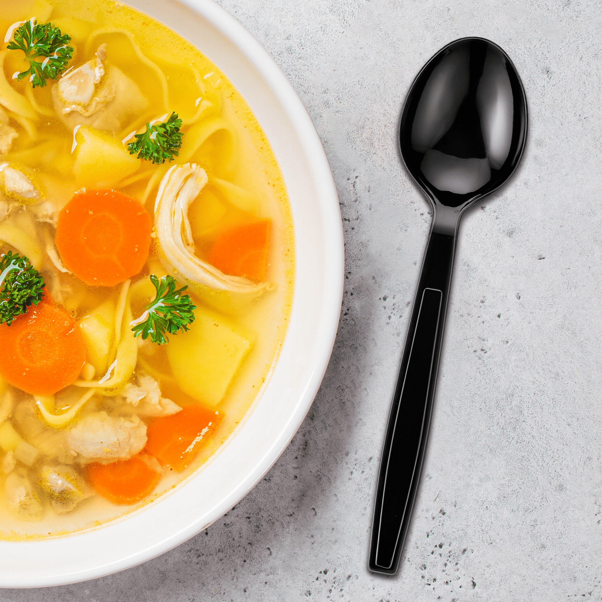 [1,000] PS Plastic Heavy Weight Soup Spoons | Black - Biocean by Danube BlueBiocean