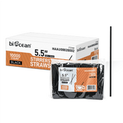 [10,000ct] 5.5" Unwrapped Coffee Stirrer / Sip Straw | Black - Biocean by Danube BlueBiocean