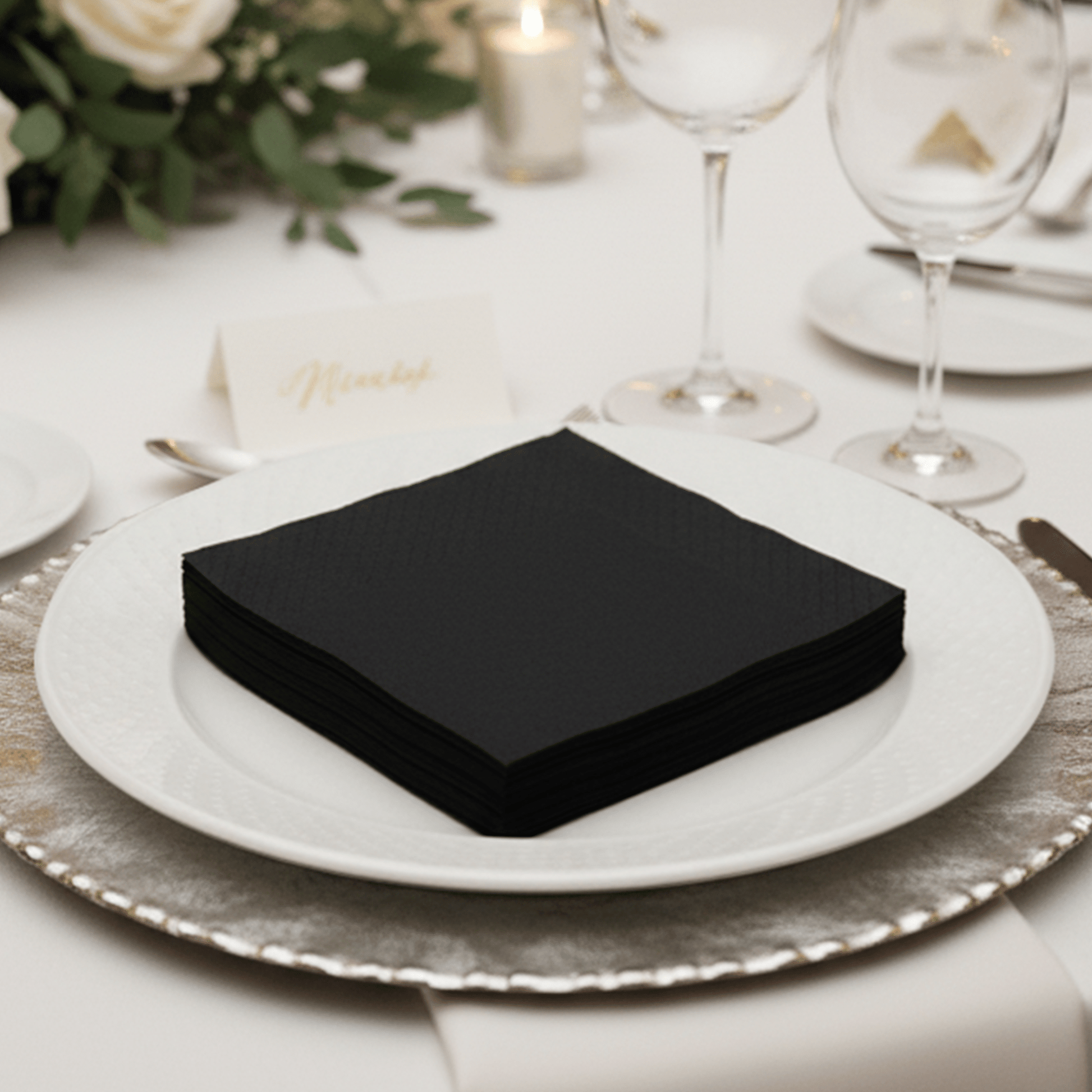 [1,000ct] 10" x 10" 2-Ply Beverage Napkins | 1/4 Fold | Black - Biocean by Danube BlueBiocean