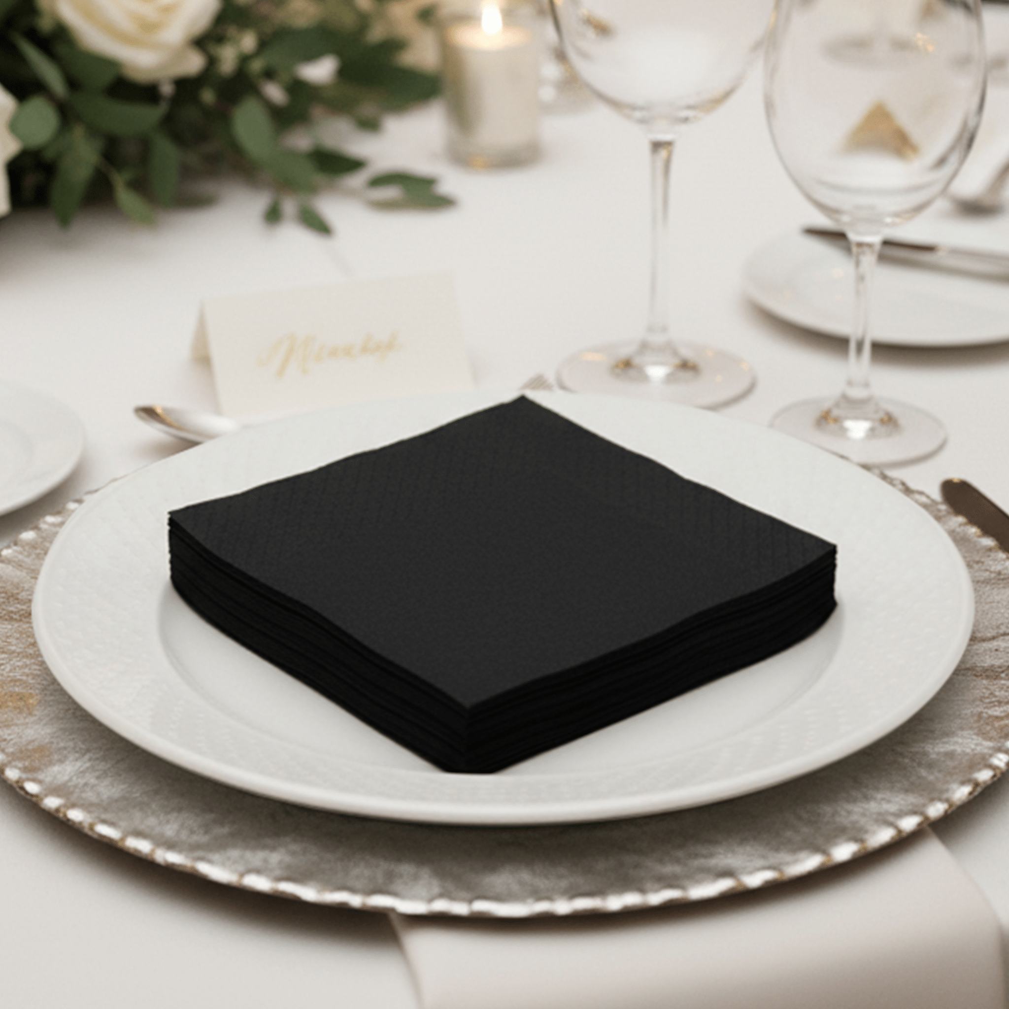 [1,000ct] 10" x 10" 2-Ply Beverage Napkins | 1/4 Fold | Black - Biocean by Danube BlueBiocean