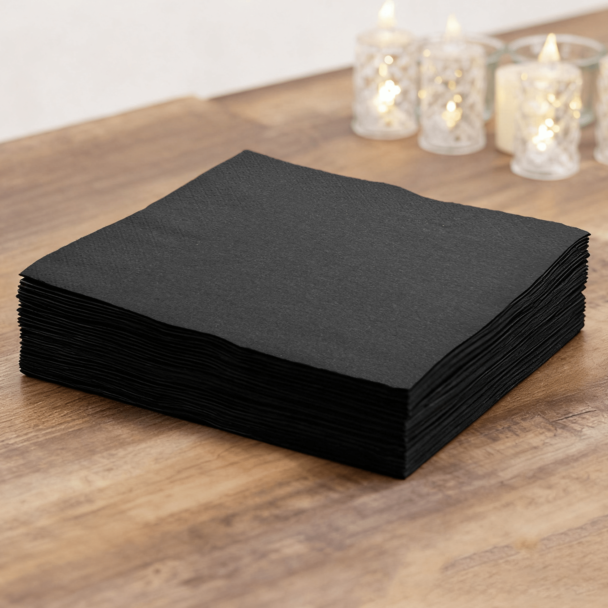 [1,000ct] 10" x 10" 2-Ply Beverage Napkins | 1/4 Fold | Black - Biocean by Danube BlueBiocean