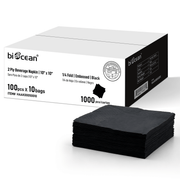 [1,000ct] 10" x 10" 2-Ply Beverage Napkins | 1/4 Fold | Black - Biocean by Danube BlueBiocean