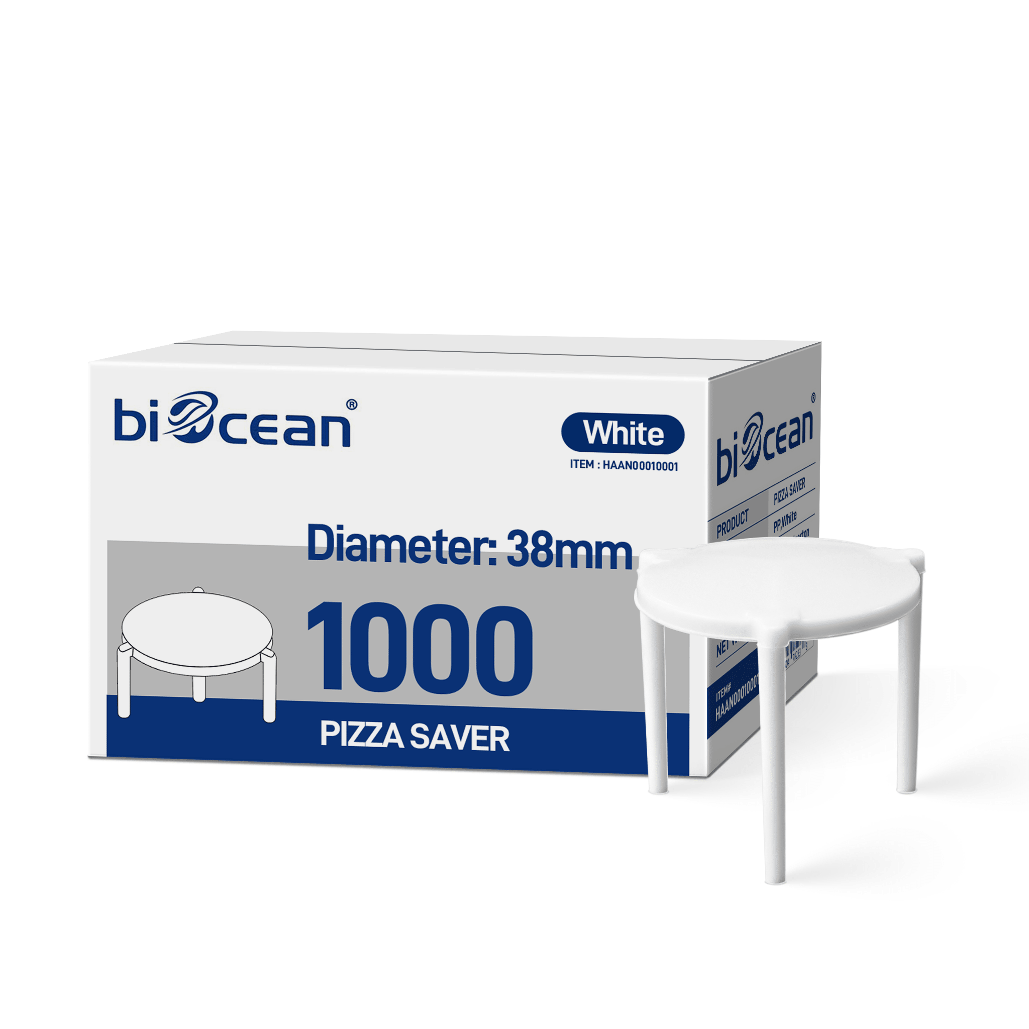 [10,00ct] 1.5" PP Plastic Medium weight Pizza Saver | White - Biocean by Danube BlueBiocean