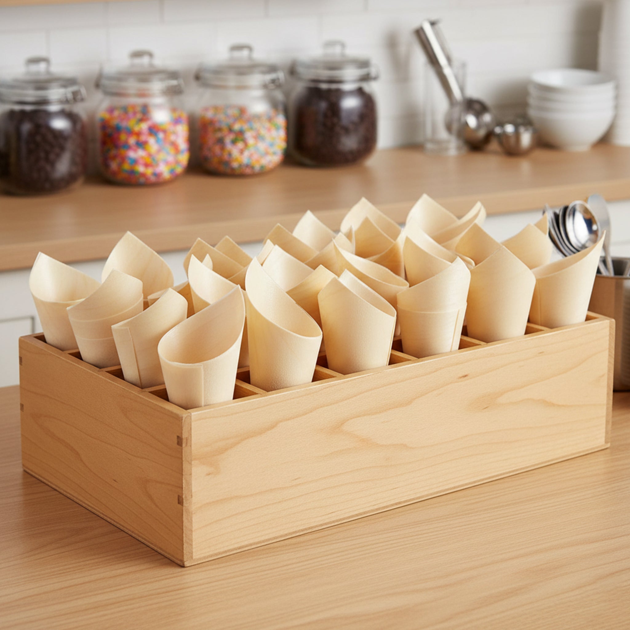 [1,000ct] 3" Disposable Wooden Cone | Brown - Biocean by Danube BlueBiocean