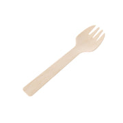 [1,000ct] 4.1" Compostable Wooden Spork without wax | Brown - Biocean by Danube BlueBiocean