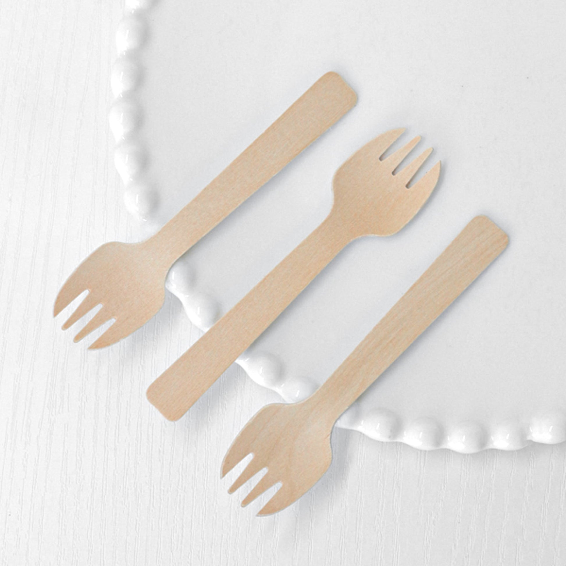 [1,000ct] 4.1" Compostable Wooden Spork without wax | Brown - Biocean by Danube BlueBiocean