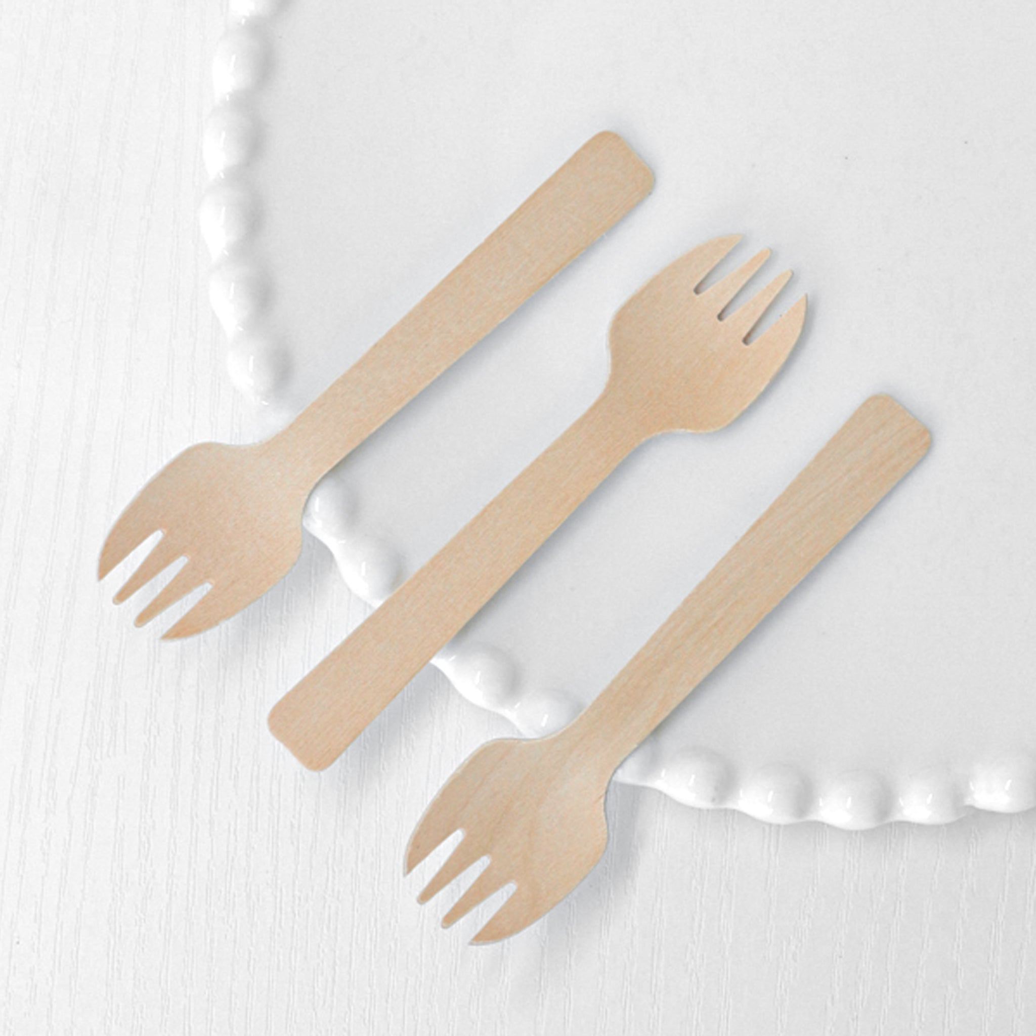[1,000ct] 4.1" Compostable Wooden Spork without wax | Brown - Biocean by Danube BlueBiocean