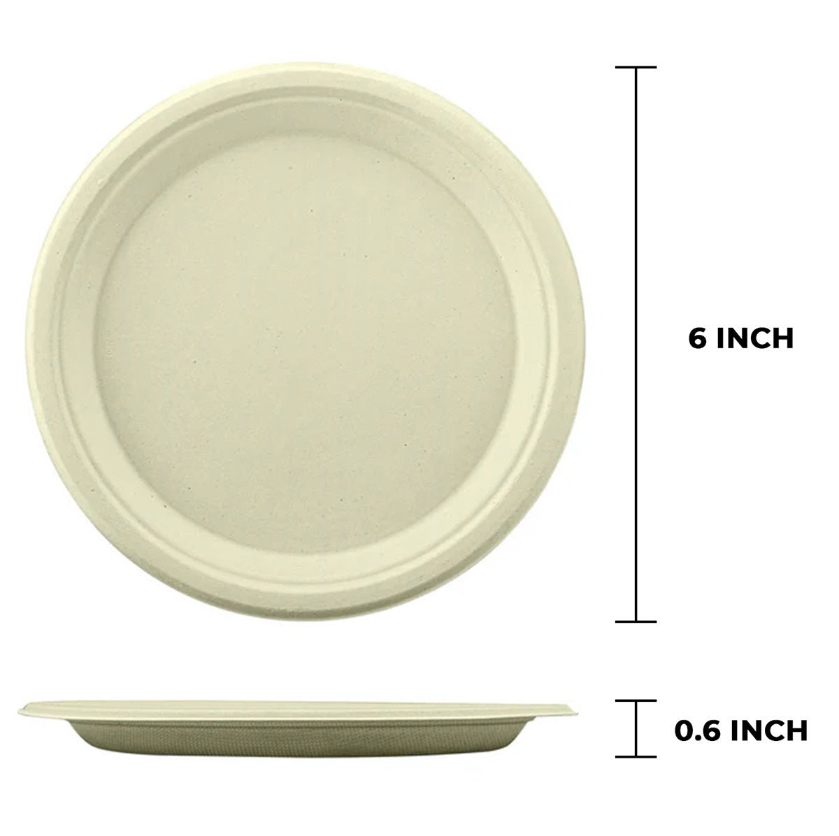 [1,000ct] 6" Compostable Bagasse Plates | Round | Natural - Biocean by Danube BlueBiocean