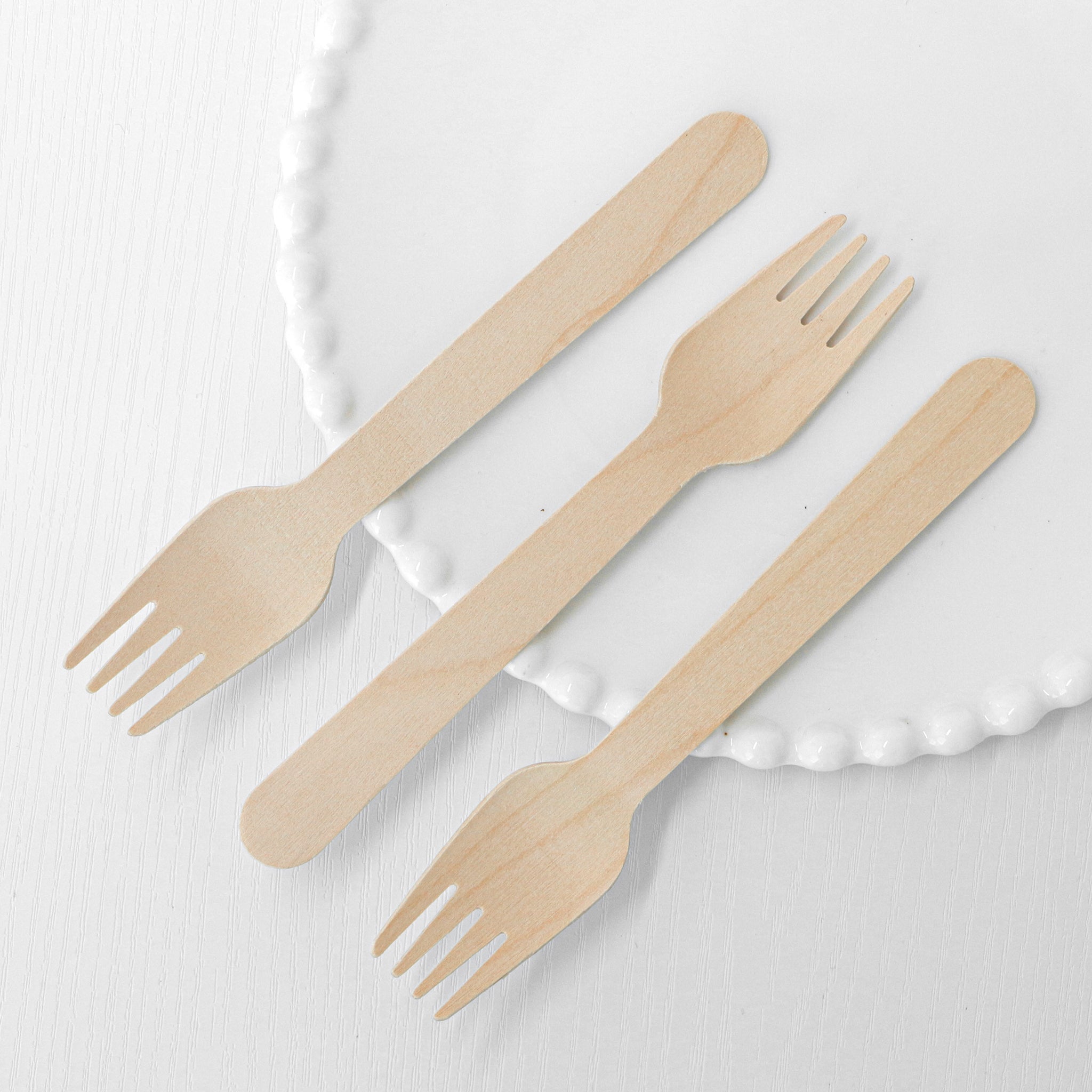 [1,000ct] 6.3" Compostable Wooden Fork without wax | Brown - Biocean by Danube BlueBiocean