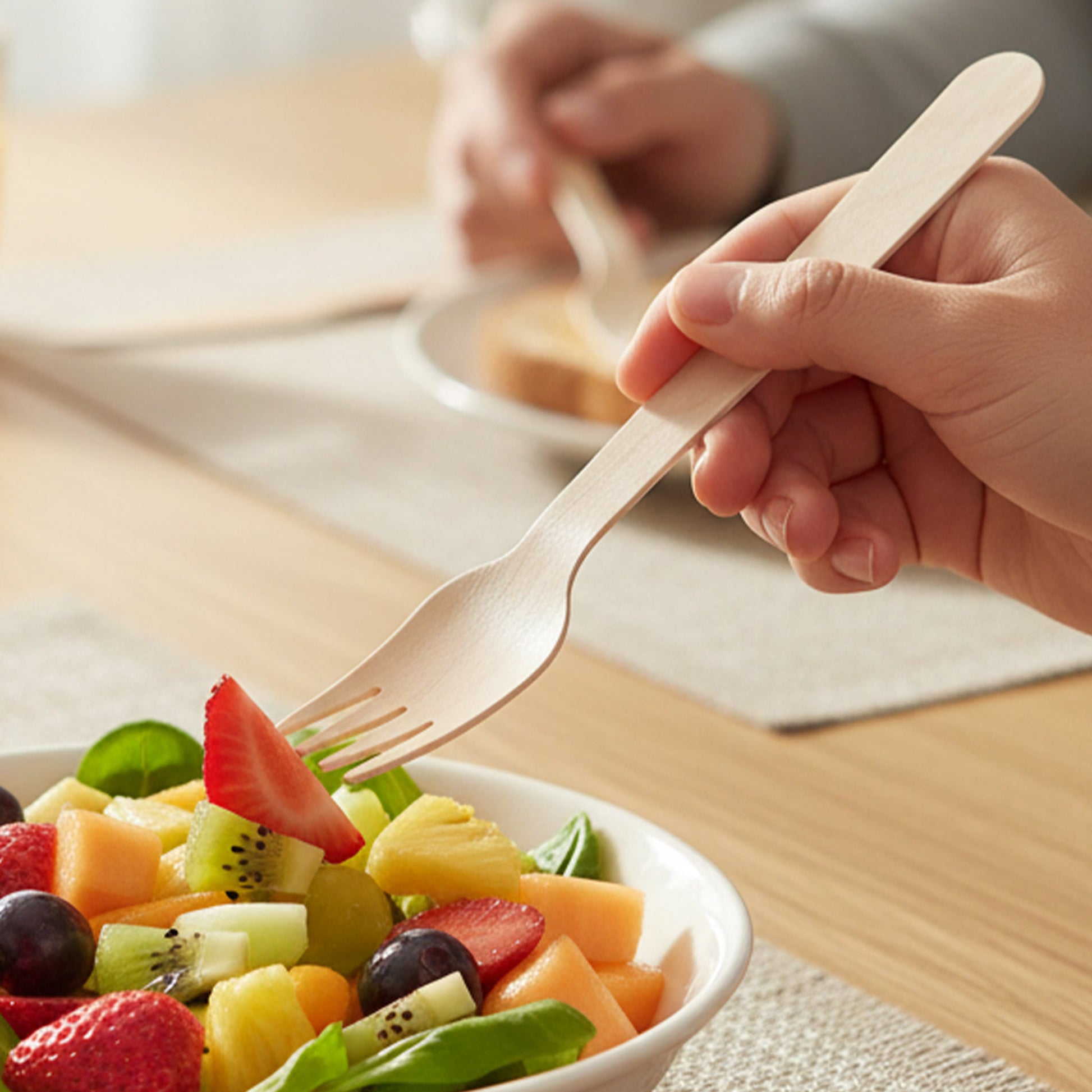 [1,000ct] 6.3" Compostable Wooden Fork without wax | Brown - Biocean by Danube BlueBiocean