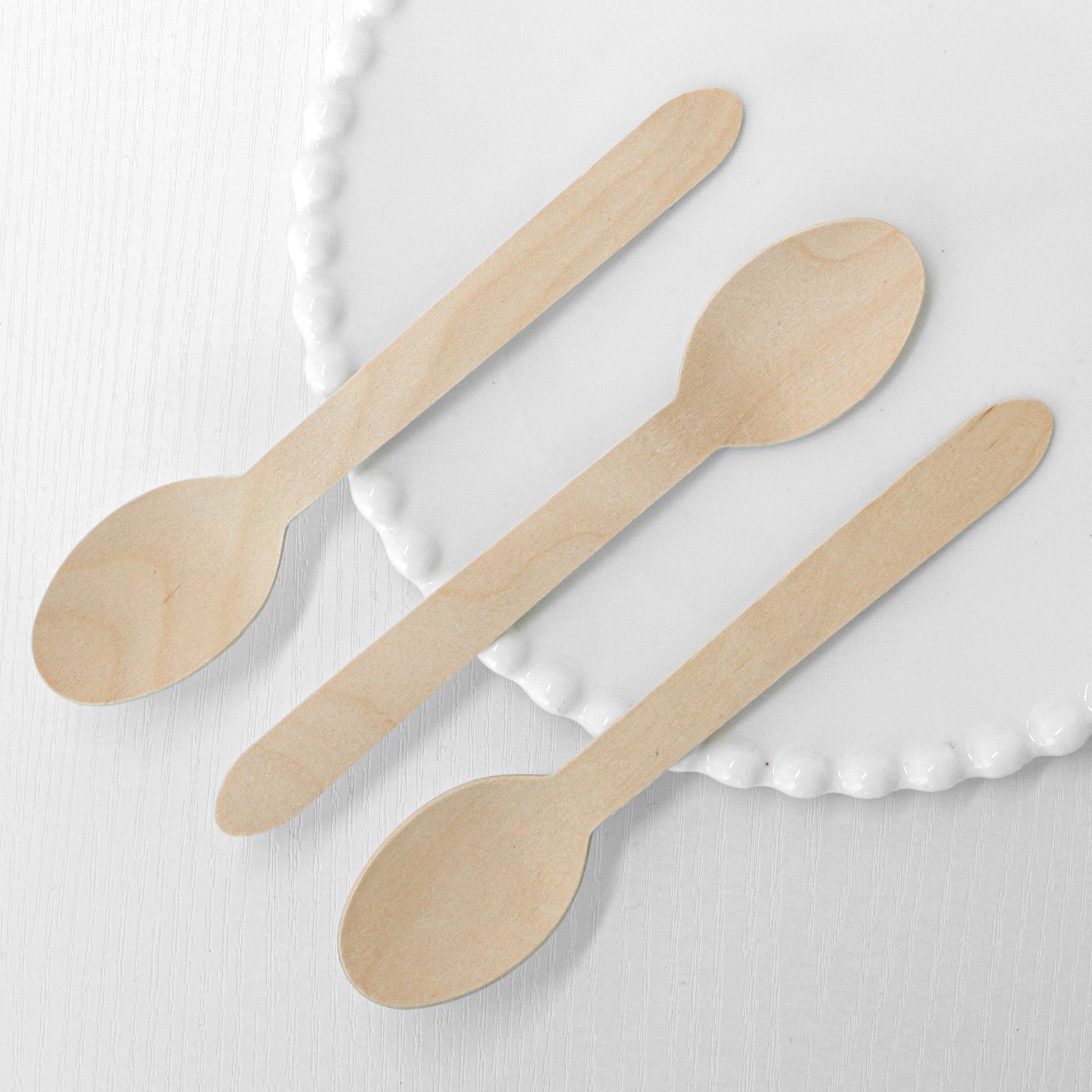 [1,000ct] 6.3" Compostable Wooden Spoon without wax | Brown - Biocean by Danube BlueBiocean