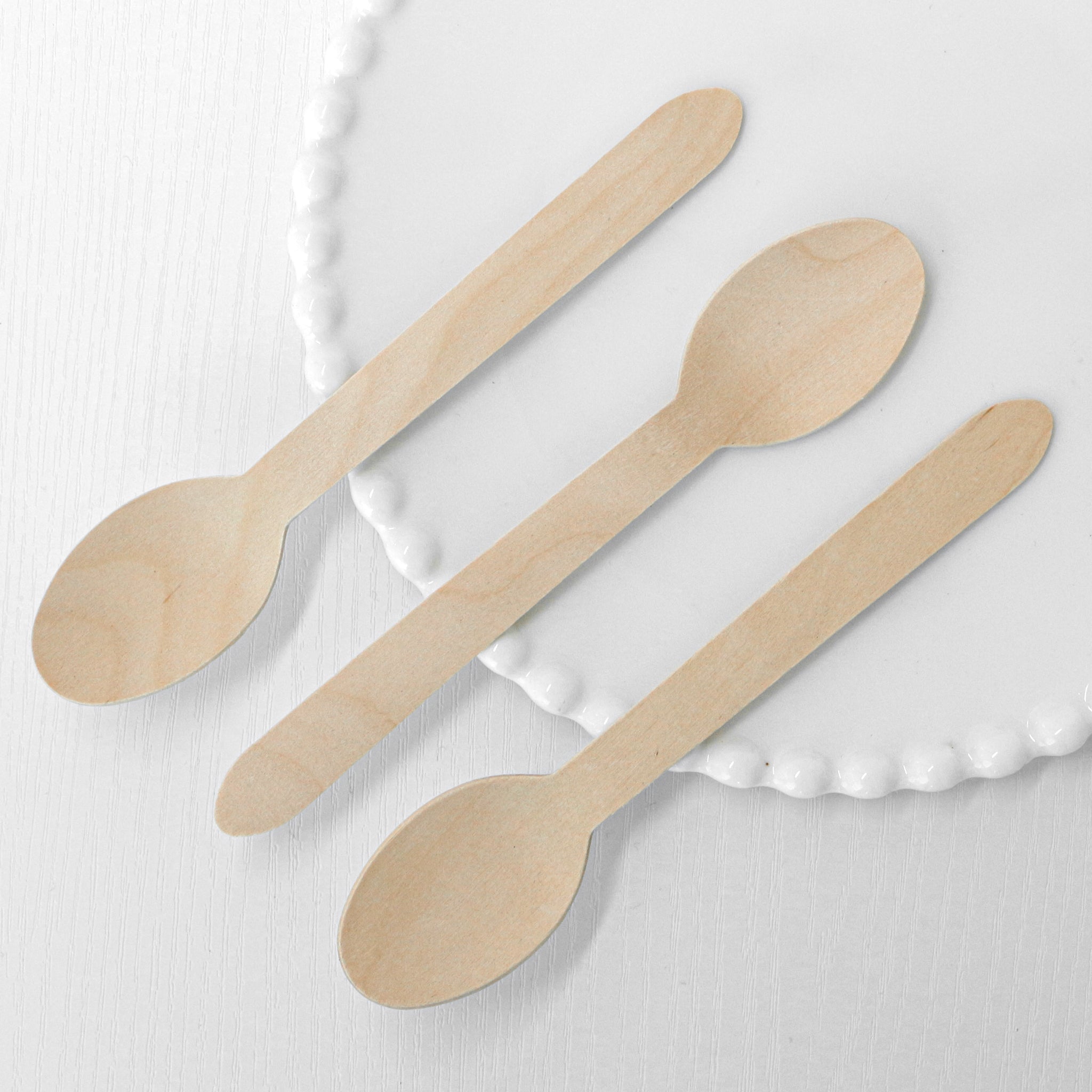 [1,000ct] 6.3" Compostable Wooden Spoon without wax | Brown - Biocean by Danube BlueBiocean