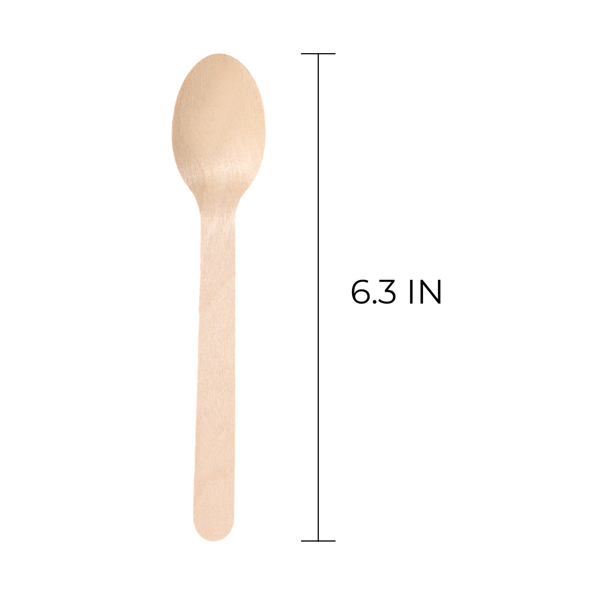 [1,000ct] 6.3" Compostable Wooden Spoon without wax | Brown - Biocean by Danube BlueBiocean