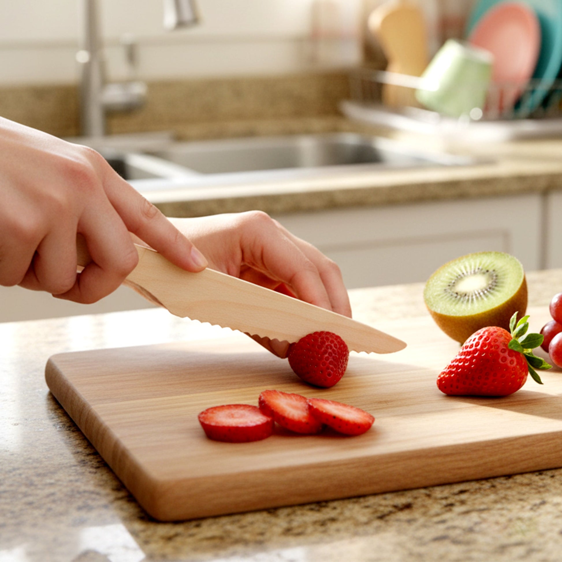 [1,000ct] 6.5" Compostable Wooden Knife without wax | Brown - Biocean by Danube BlueBiocean