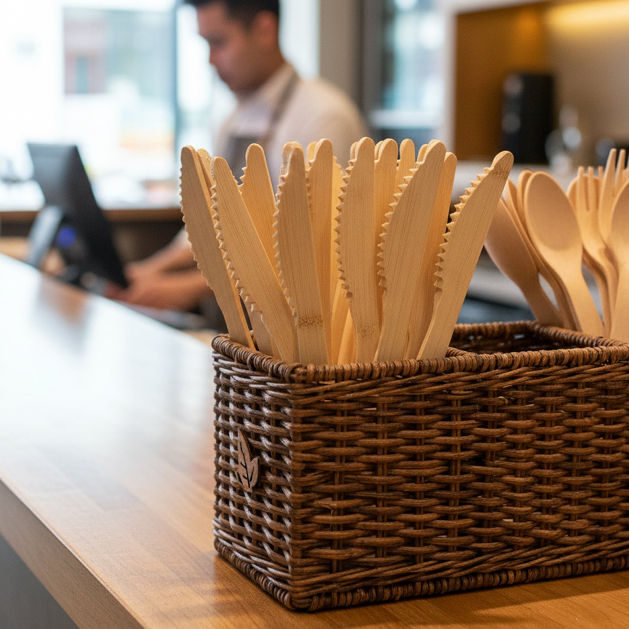 [1,000ct] 6.7" Compostable Bamboo Knife | Brown - Biocean by Danube BlueBiocean