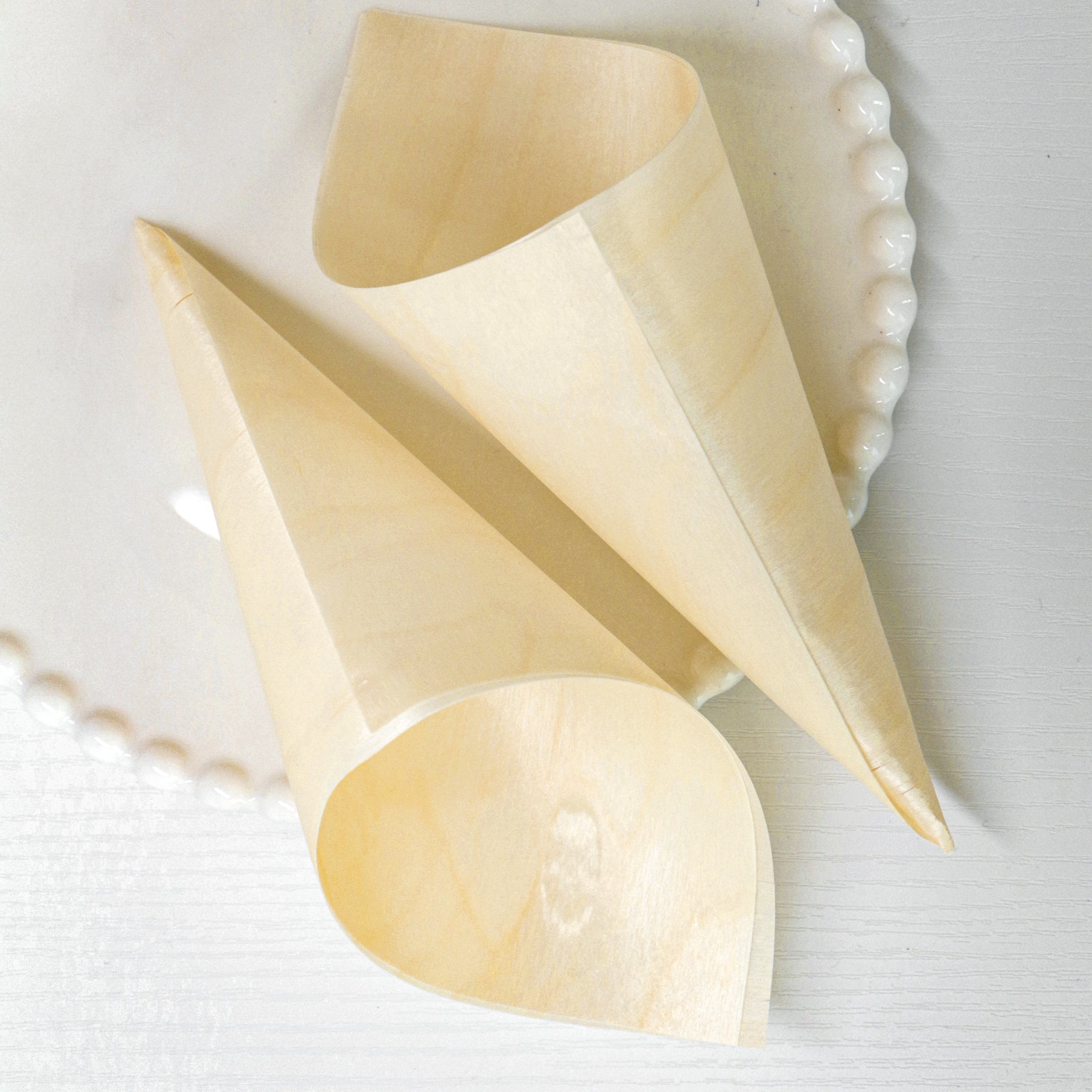 [1,000ct] 8" Disposable Wooden Cone | Brown - Biocean by Danube BlueBiocean