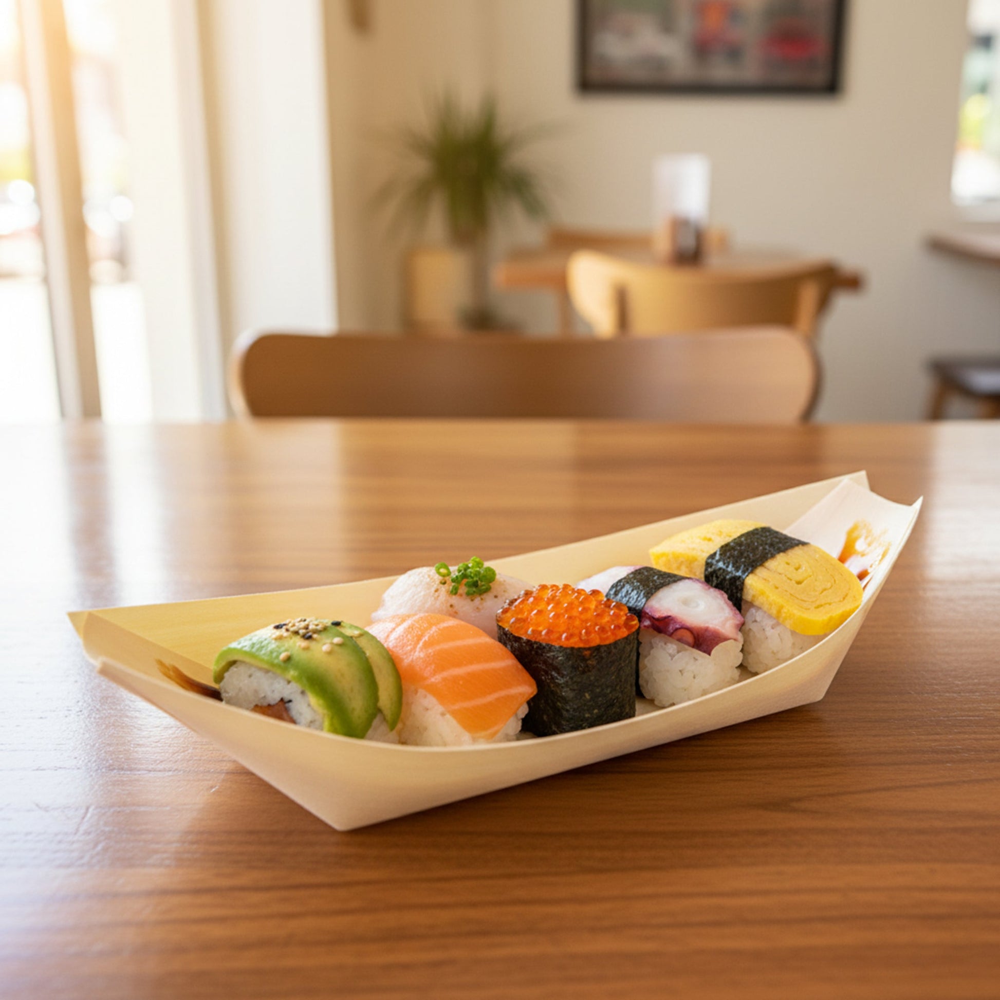 [1,000ct] 8" Disposable Wooden Food Boat | Brown - Biocean by Danube BlueBiocean