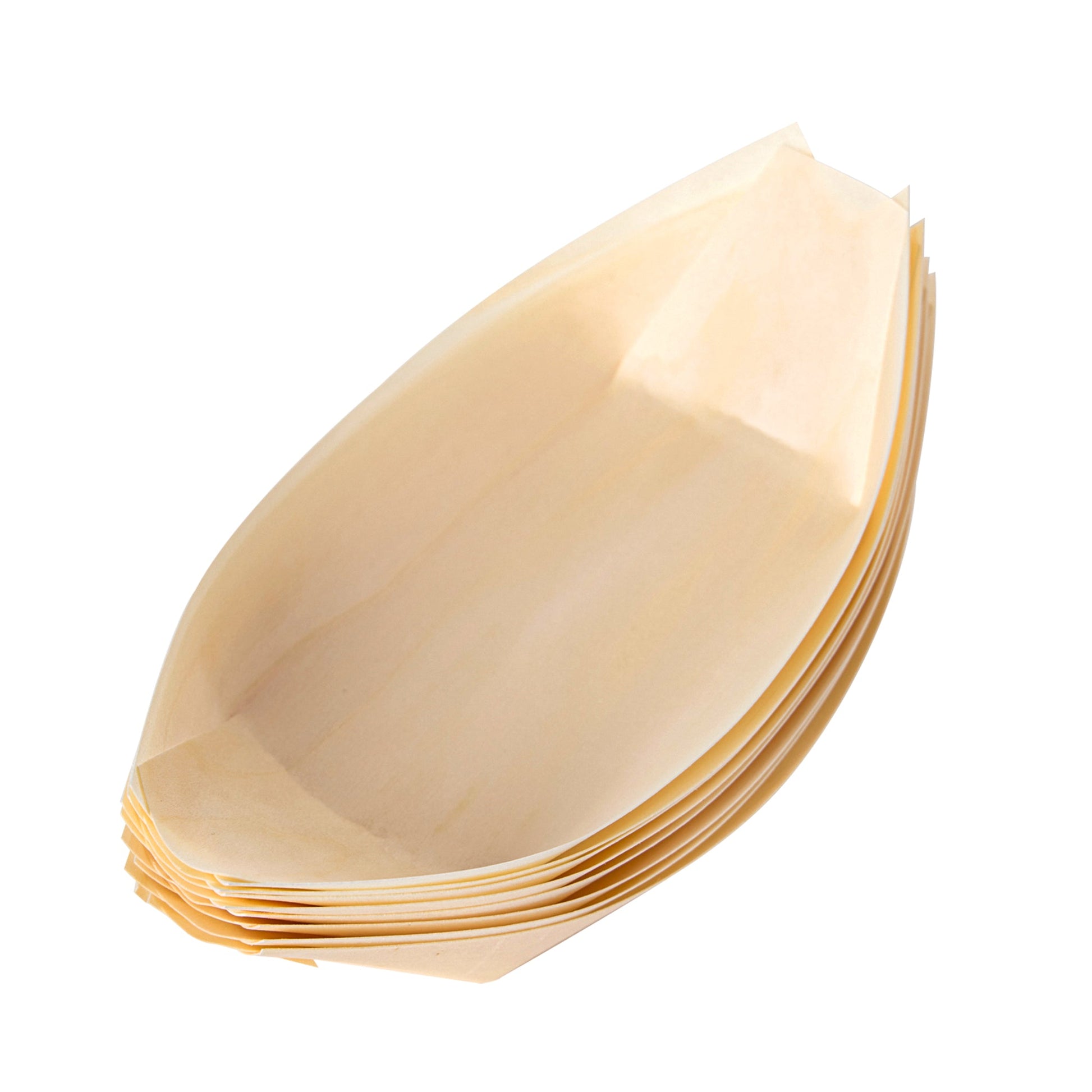 [1,000ct] 8" Disposable Wooden Food Boat | Brown - Biocean by Danube BlueBiocean